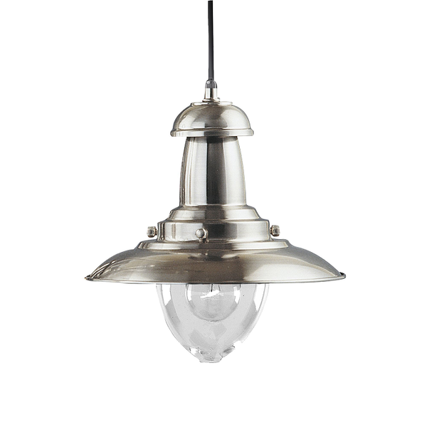 FISHERMAN SATIN SILVER LIGHT WITH CLEAR GLASS SHADE