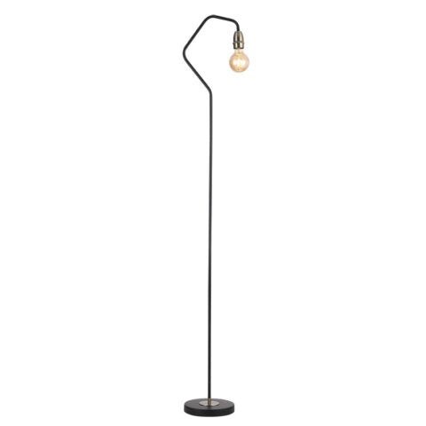 Venus 1 Light Floor Lamp Black and Antique Brass