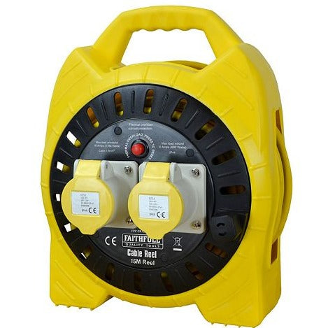 Faithfull Enclosed Cable Reel 110V 15M 16A 2G