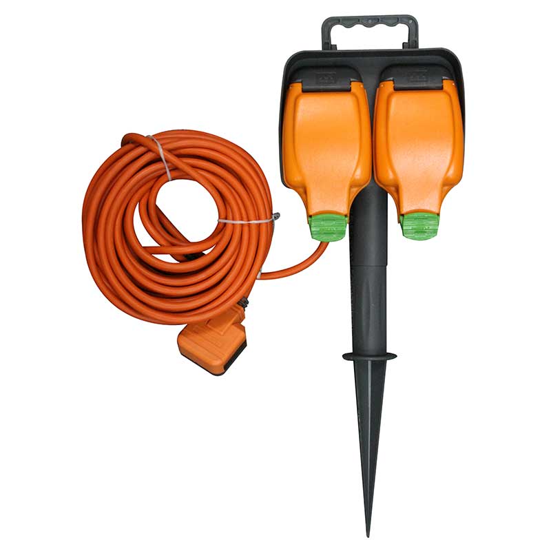 15M Weatherproof IP Rated Garden Spike Extension Lead