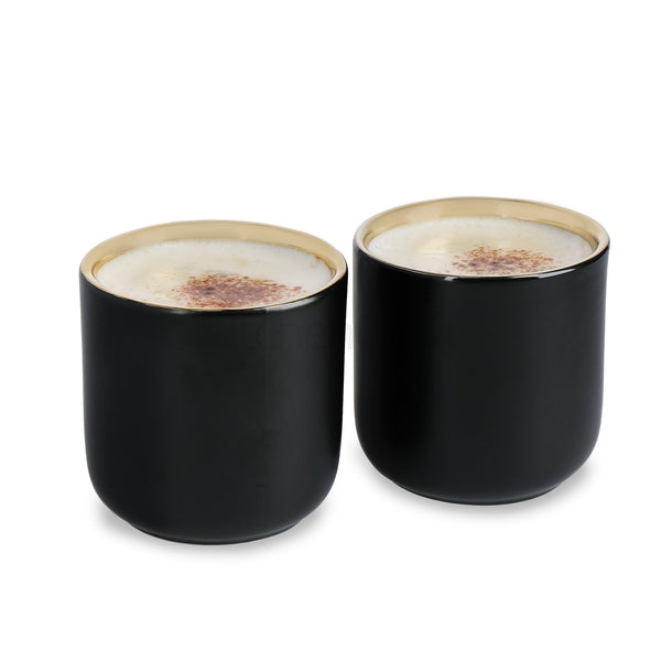 La Cafetière Insulated Ceramic Coffee Mugs Black & Gold 110ml 2-Cup Set