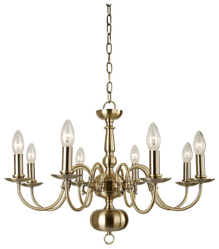 8 Light Brass Flemish Fitting