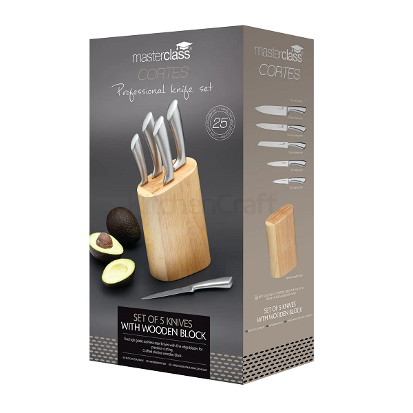 Masterclass 5 Piece Knife Set - Knife Block Set - Smyths Homevalue