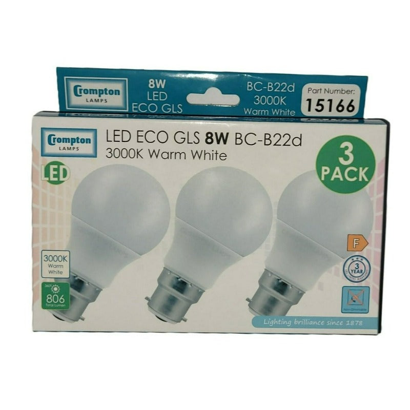 Crompton LED Bulb 3 Pack B22d Warm White