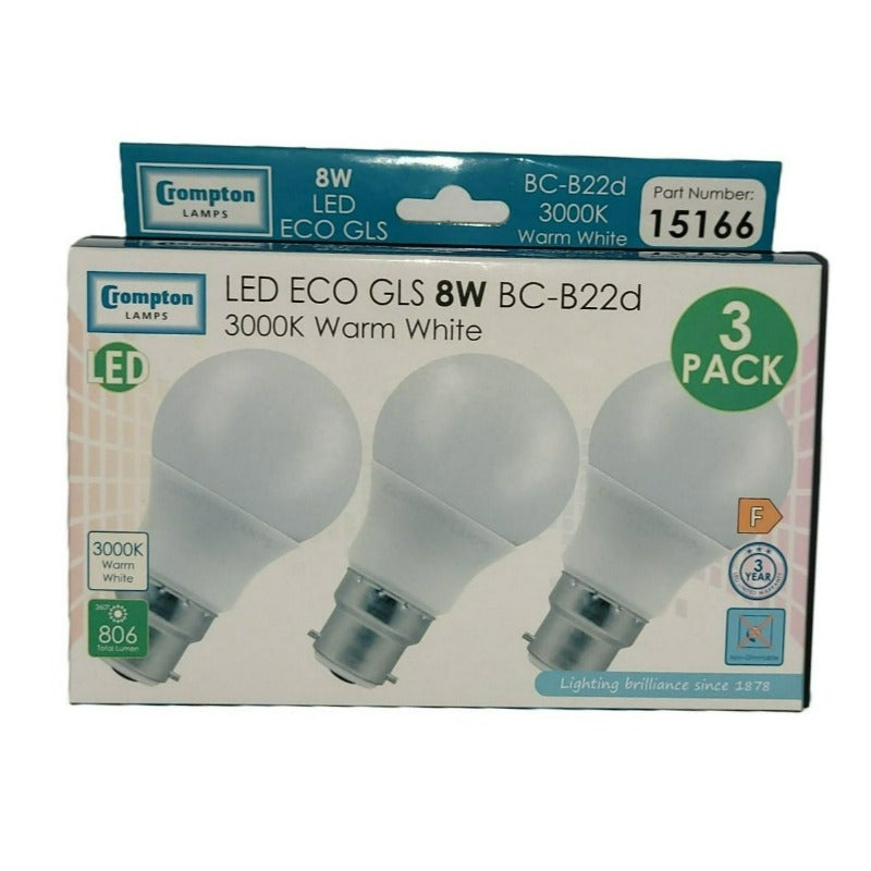 Crompton LED Bulb 3 Pack B22d Warm White