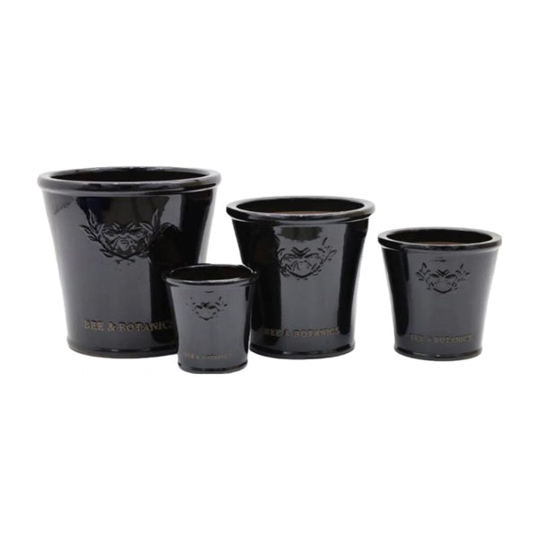 Lemonfield Pottery - Bee Botanic Glazed Ceramic Garden Planter - Black