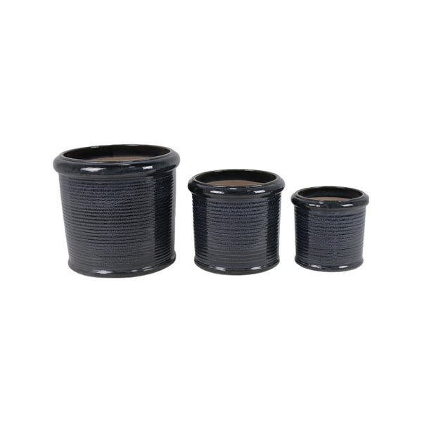 Lemonfield Pottery - Bonito Glazed Ceramic Garden Planter - Black