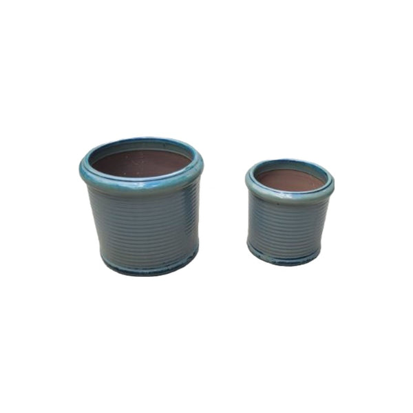 Lemonfield Pottery - Bonito Glazed Ceramic Garden Planter - Green/Blue
