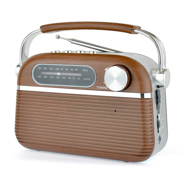 Lloytron Rechargeable Portable Bluetooth AM/FM Radio - Wood Effect