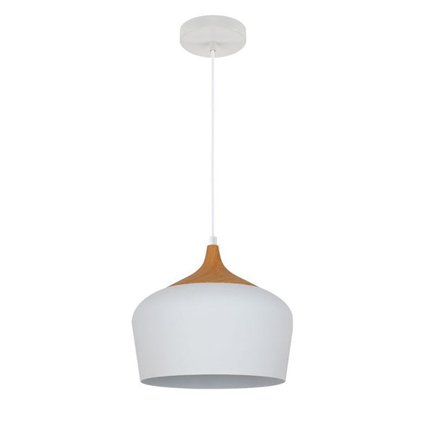 Matera Pendant White with Wood Effect