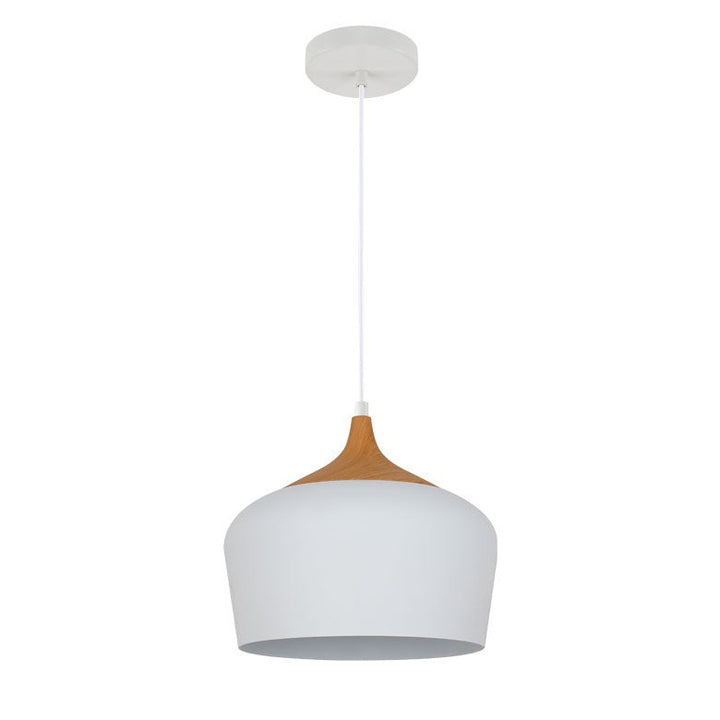 Matera Pendant White with Wood Effect