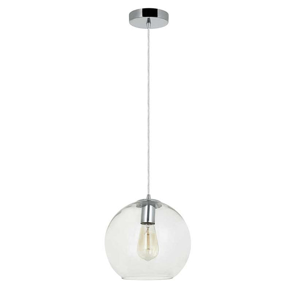 Clear Globe Glass & Chrome Pendant