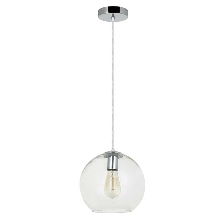 Clear Globe Glass & Chrome Pendant