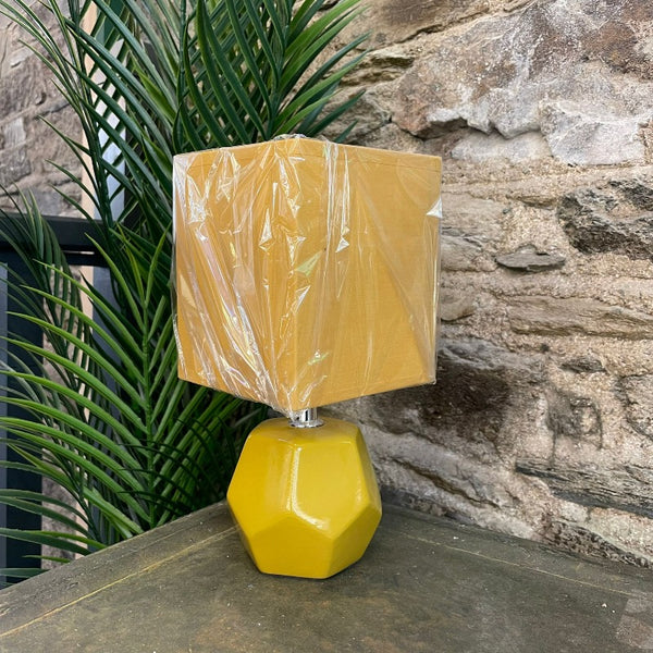 Geometric Mustard Table Lamp w/ Square Shade