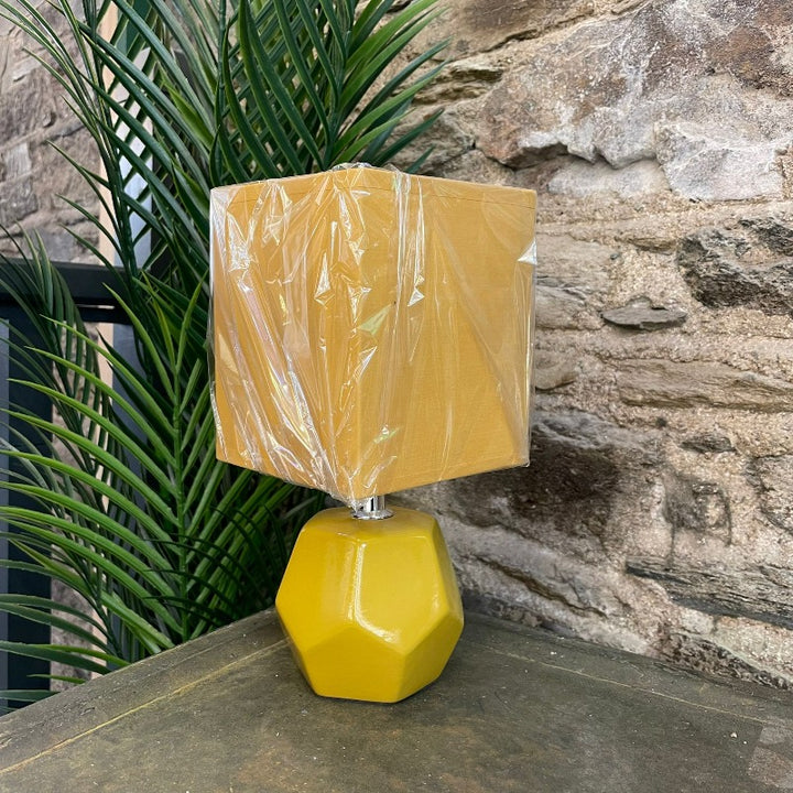 Geometric Mustard Table Lamp w/ Square Shade