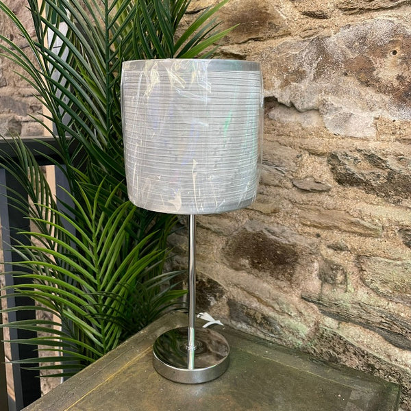 Servlite Chrome Ripple Table Lamp w/ Grey Shade
