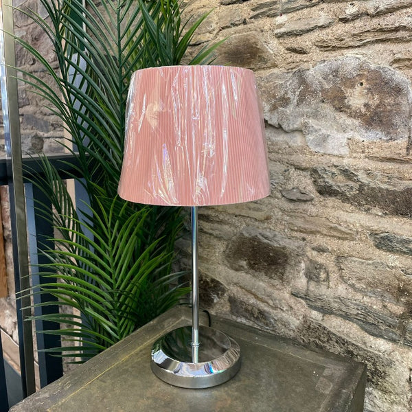 Chrome Touch Lamp w/ Peach Pink Shade