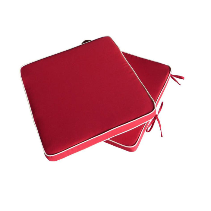 Culcita Outdoor Indoor Cushion Pad 5cm Double Piped Twin Pack - Red