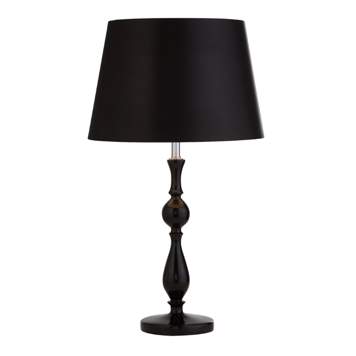 SPINDLE BASE TABLE LAMP with BLACK FABRIC Shade