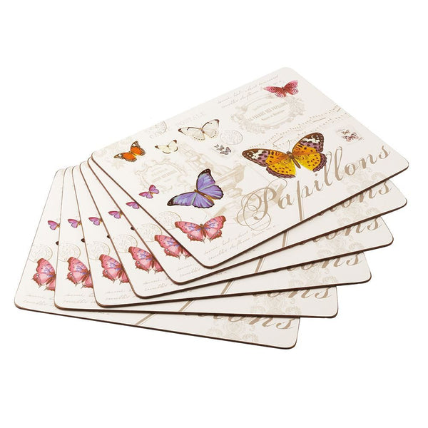 BUTTERFLY CORK BACKED PLACE MATS SET OF 6
