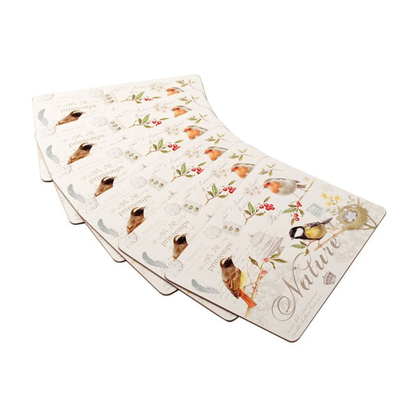 SONGBIRD CORK BACKED PLACE MAT TABLEMATS SET OF 6