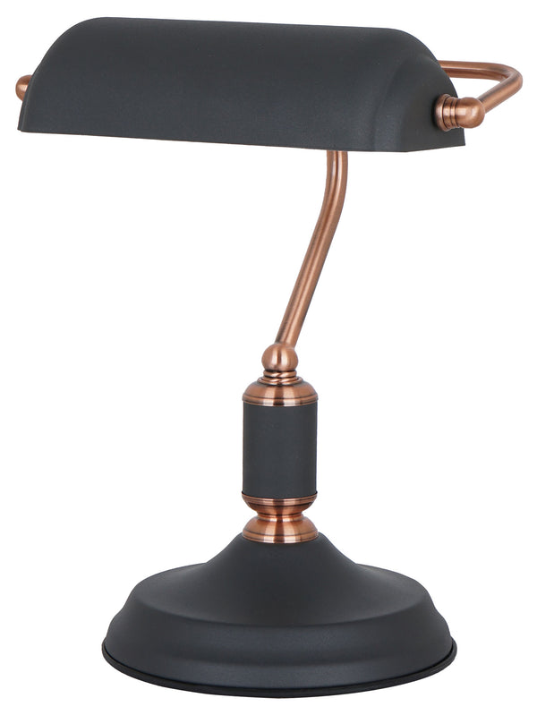 Sand Black And Copper Bankers Lamp