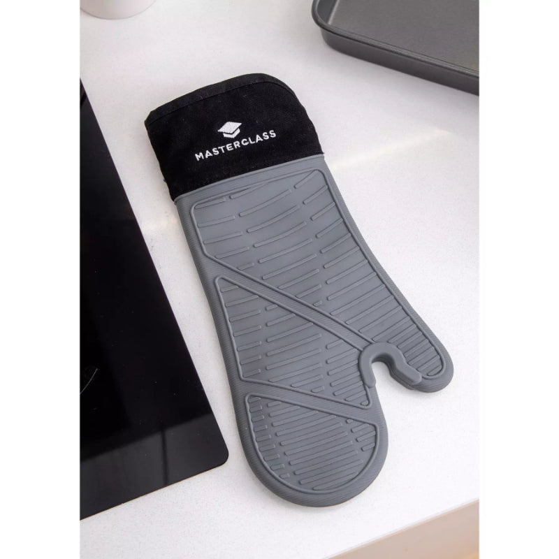 MasterClass Seamless Silicone Oven Glove With Cotton Sleeve - Grey