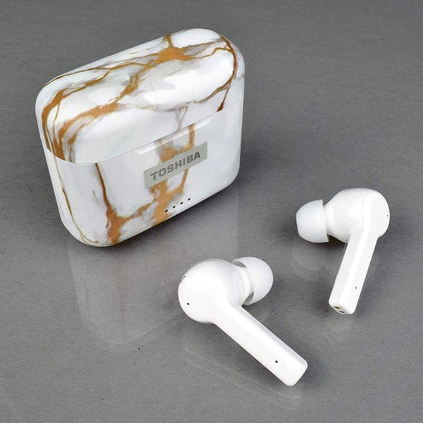 Toshiba Air Pro 2 True Wireless Stereo Earphones with Qi Wireless Charging, Rose Gold Marble(RZE-BT750E)