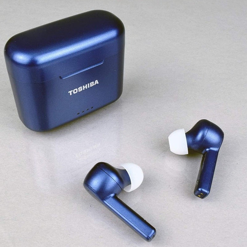 Toshiba Air Pro 2 True Wireless Stereo Earphones with Qi Wireless Charging, Blue (RZE-BT750E)