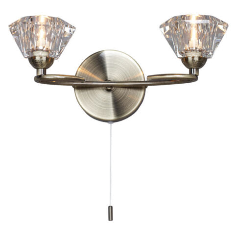 Antique Brass 2 Bulb Wall Light