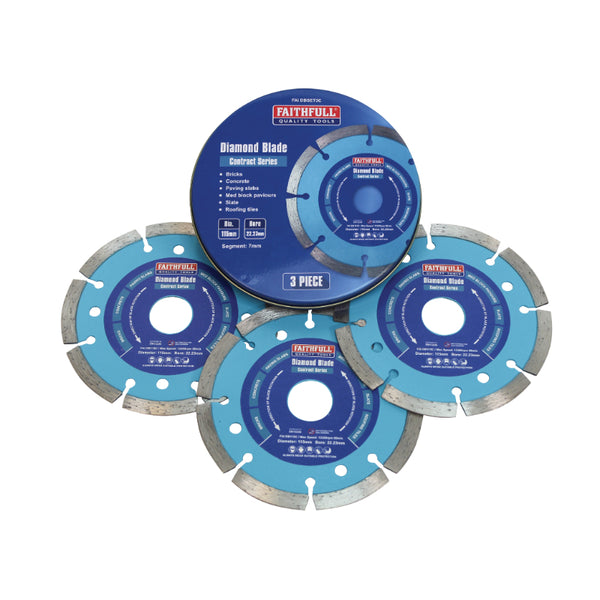 Faithfull 3 Piece Diamond Blade Set In Tin