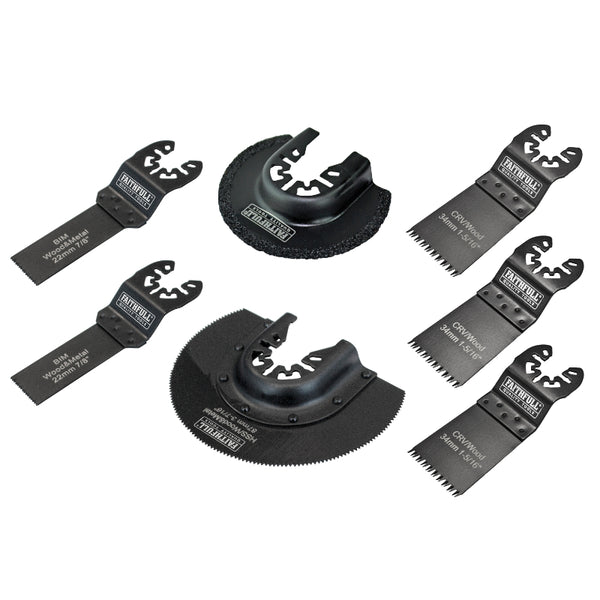 Faithfull 7 Piece Multi Tool Blade Set In Case