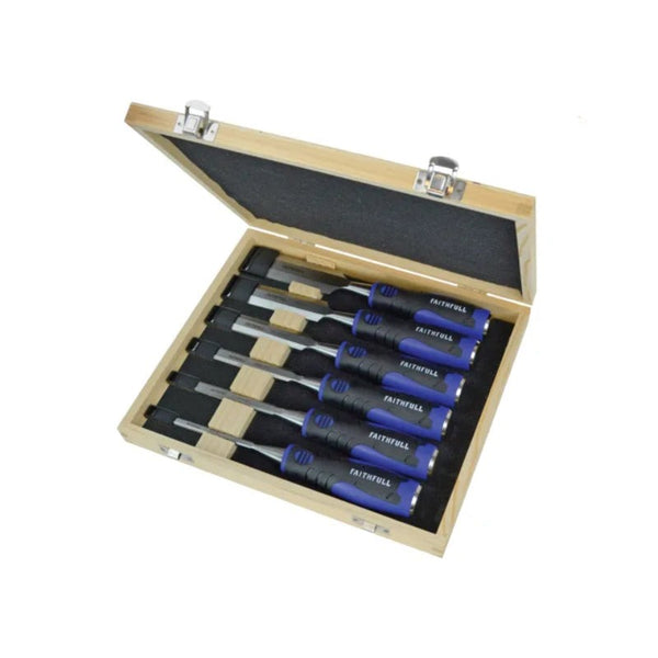 Faithfull Soft Grip Chisel Set in Storage Box 6 Piece