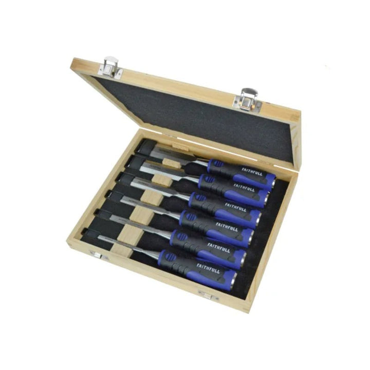 Faithfull Soft Grip Chisel Set in Storage Box 6 Piece