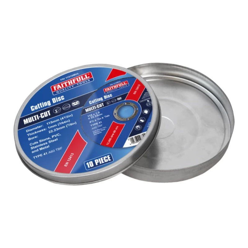 Faithfull Multi-Purpose Cutting Discs in Tin 115 x 1.0 x 22.23mm