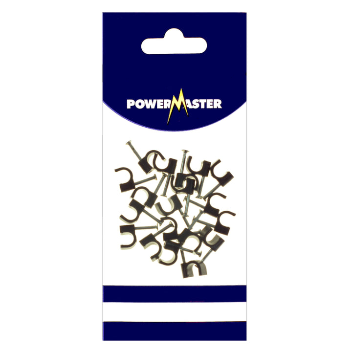 Powermaster 7mm Cable Clips Black - 20 Piece