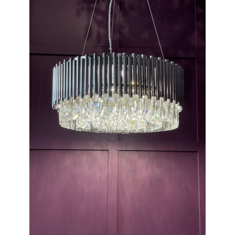 Astoria 13 Light Crystal Pendant with Polished Chrome Bars Ceiling Light