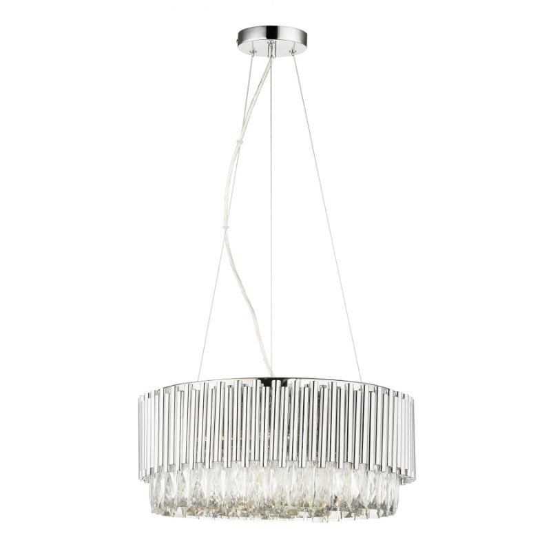 Astoria 13 Light Crystal Pendant with Polished Chrome Bars Ceiling Light