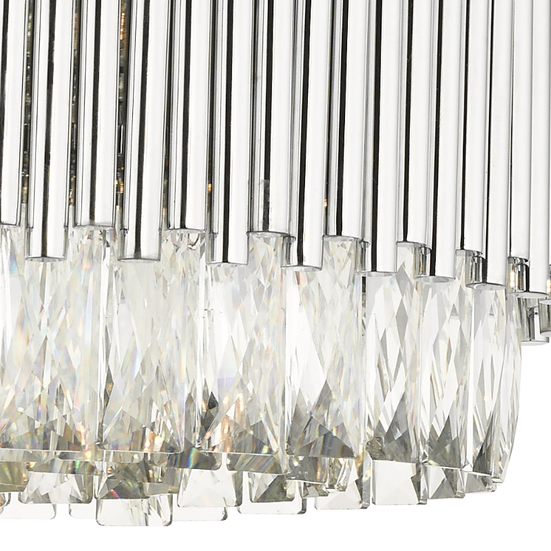 Astoria 13 Light Crystal Pendant with Polished Chrome Bars Ceiling Light