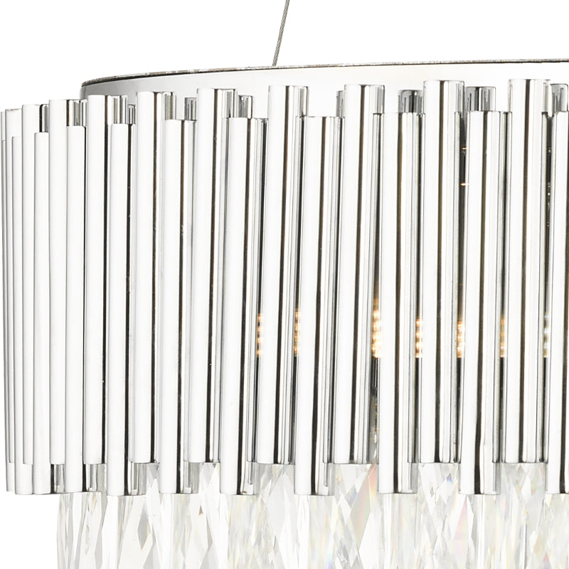 Astoria 13 Light Crystal Pendant with Polished Chrome Bars Ceiling Light