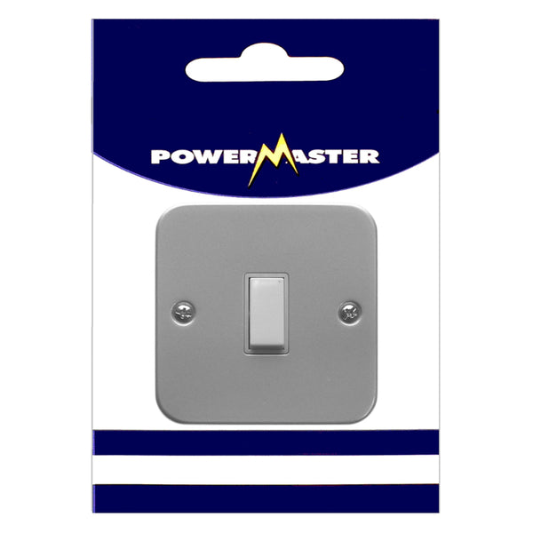 Powermaster Electrical 6 Amp Wall Light Switch 1 Gang 2 Way - Metalclad