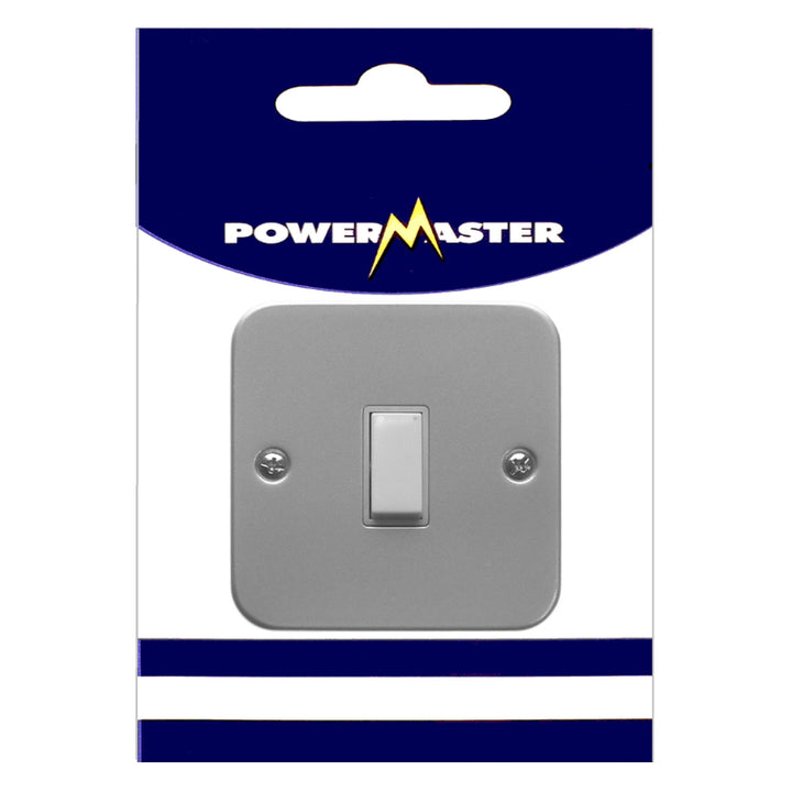 Powermaster Electrical 6 Amp Wall Light Switch 1 Gang 2 Way - Metalclad
