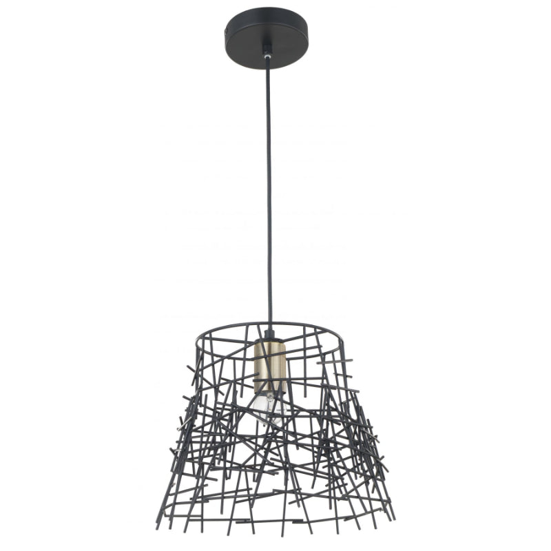 Bambu 1 Light Black Metal Pendant Antique Brass Ceiling Light