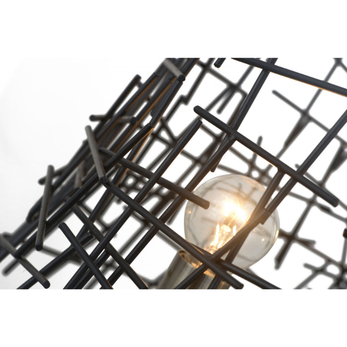 Bambu 3 Light Black Metal Pendant Antique Brass Ceiling Light
