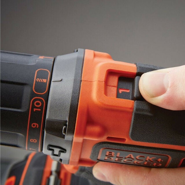 Black+Decker 18V Lithium-Ion 2 Gear Hammer Drill with Kit Box & 2 Batteries