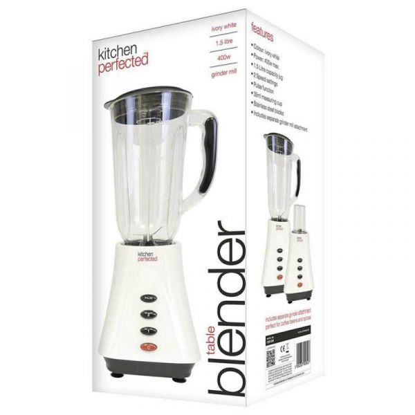 Kitchen Perfected 500w 1.5Ltr Table Blender with Mill - Cream/Black