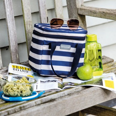 KitchenCraft Lulworth 5 Litre Blue Stripe Lunch / Snack Cool Bag
