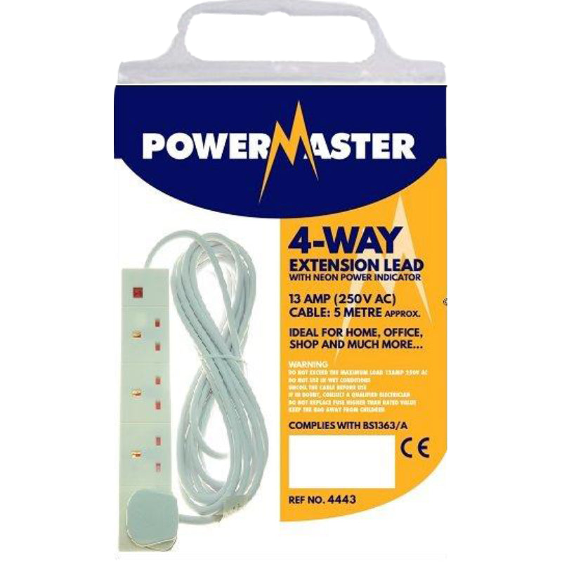 Powermaster 4 Gang 5 Metre 13 Amp Extension Lead