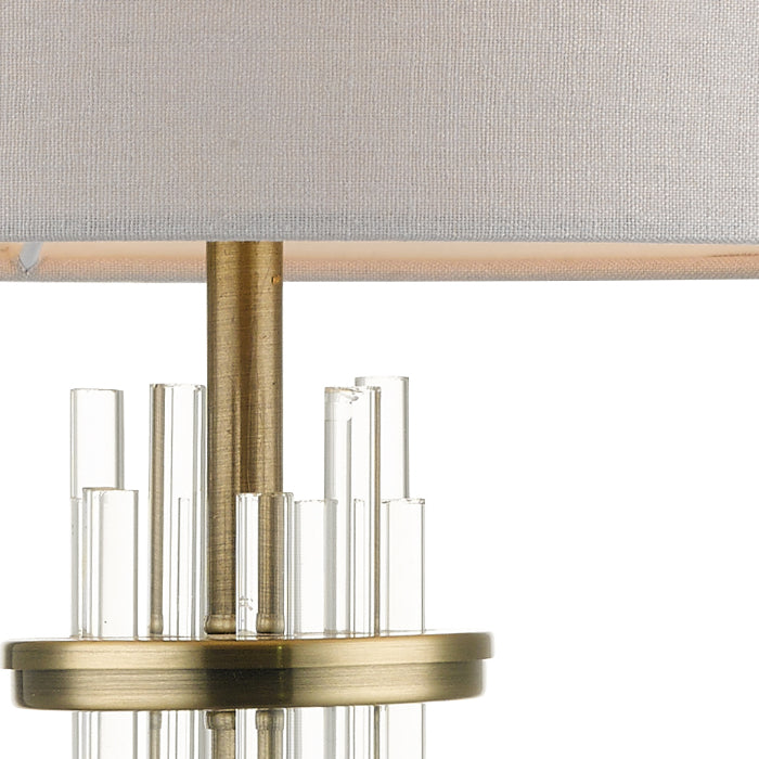 Chrysler Antique Brass and Crystal Table Lamp c/w Shade