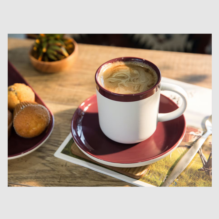 La Cafetiere Barcelona Plum 260ml Coffee Cup and Saucer Plum